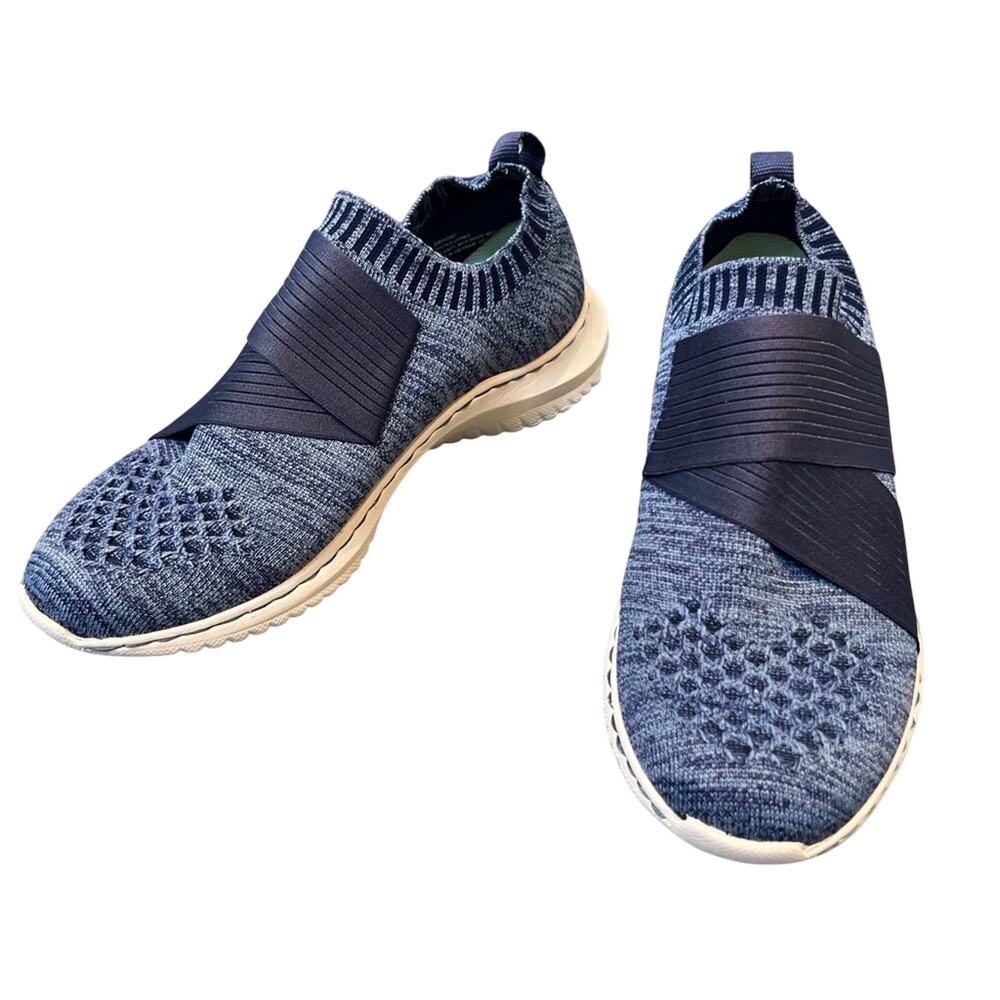 Bionica Ocean Sneakers 9 Blue Recycled Knit Asymmetric Elastic Straps Slip On